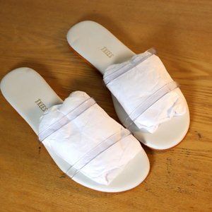 TKEES Women's Leather Gemma Clear Strappy Slides Sandals US Size 10B NEW